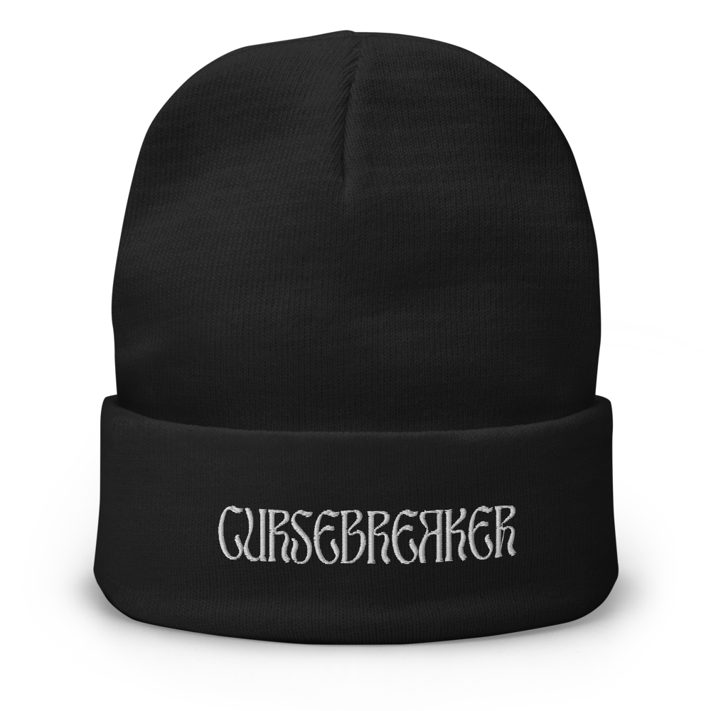 black beanie with cursebreaker embroidered